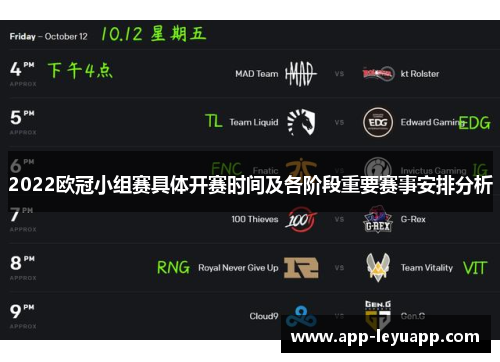 2022欧冠小组赛具体开赛时间及各阶段重要赛事安排分析